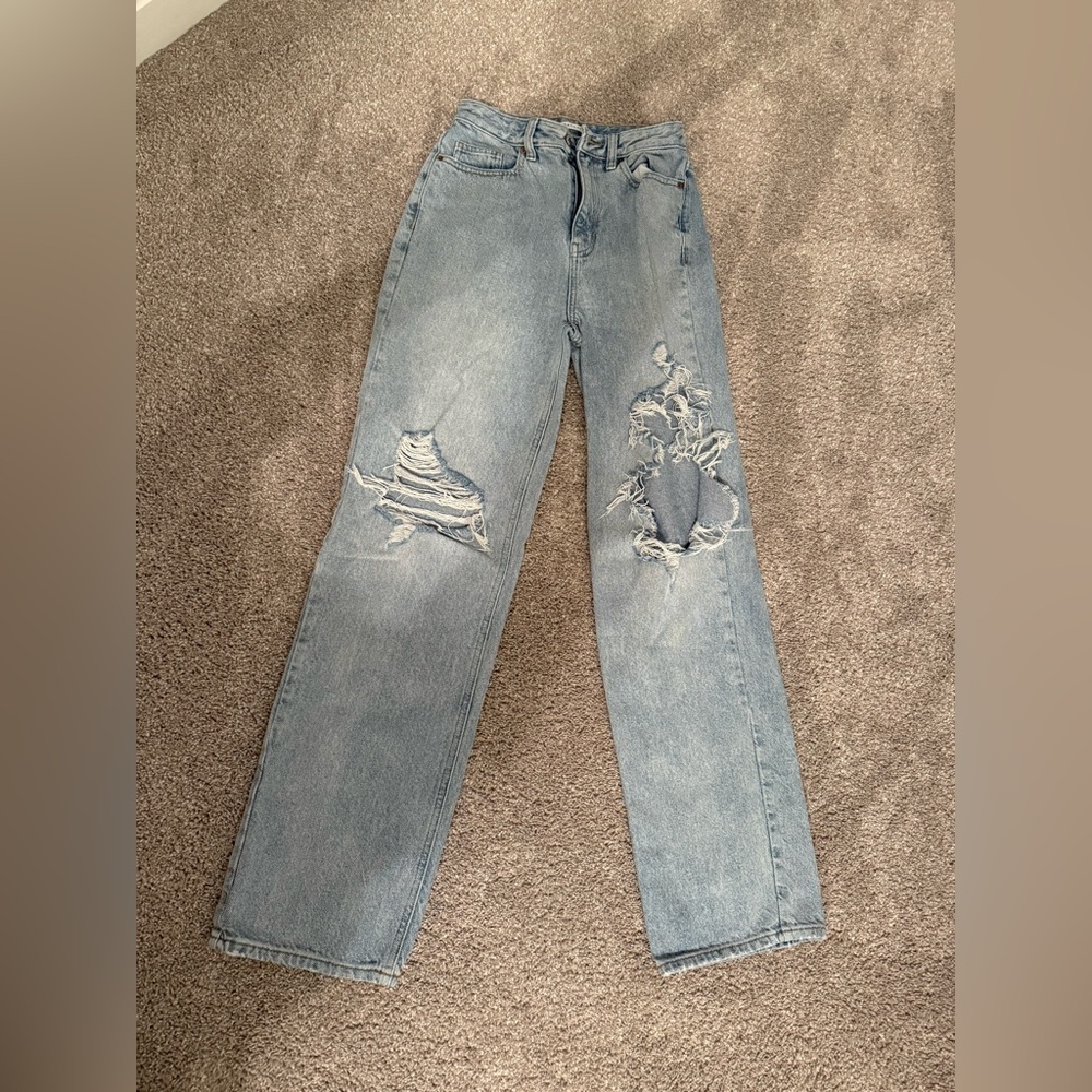 PacSun 90s Boyfriend Sky Blue Ripped Straight Leg Jeans